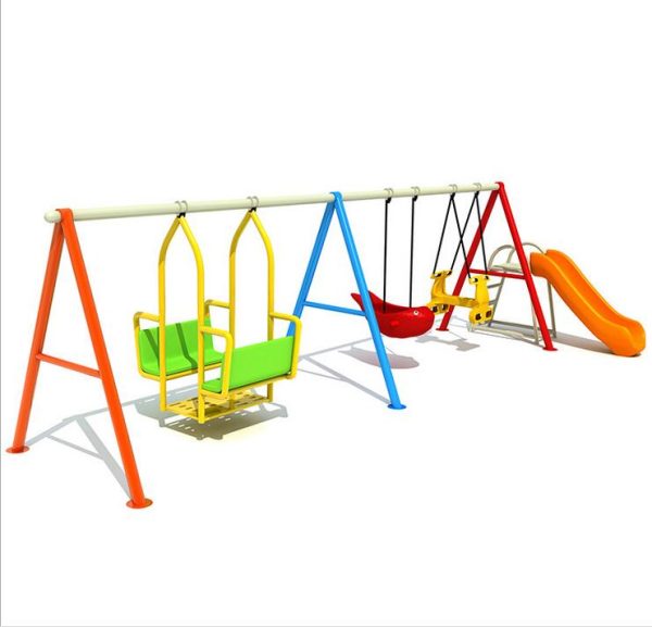 6-person swing set with slide
